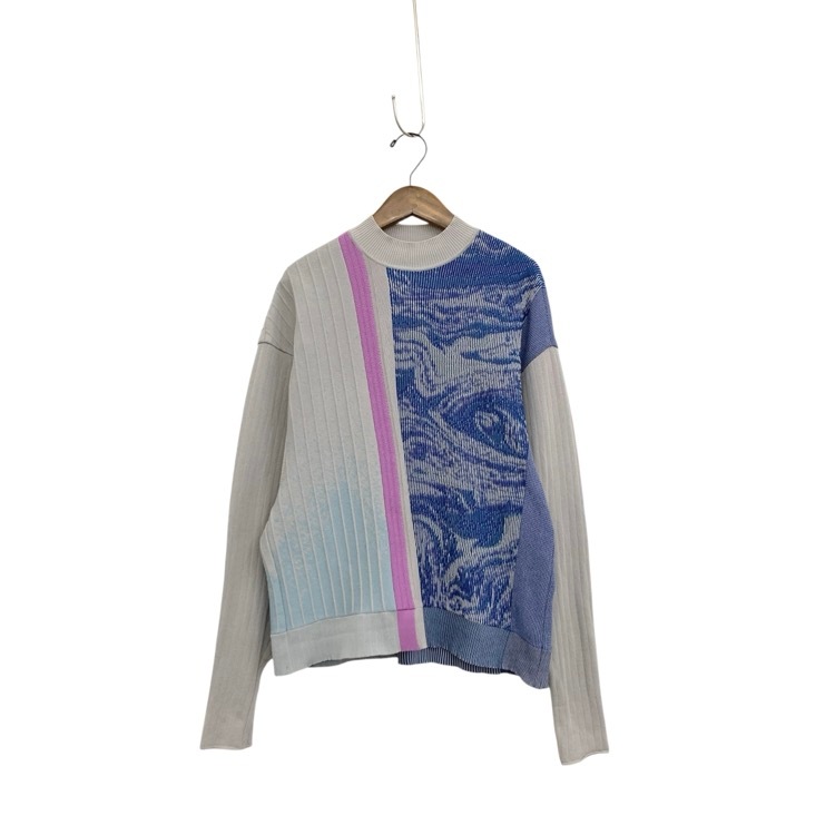 Mame Kurogouchi マメクロゴウチ Marble Jacquard Knitted Pullover マーブルジャガードニットプルオーバー ブルー 1 MM22PS-KN730
