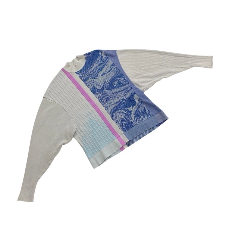 Mame Kurogouchi マメクロゴウチ Marble Jacquard Knitted Pullover マーブルジャガードニットプルオーバー ブルー 1 MM22PS-KN730