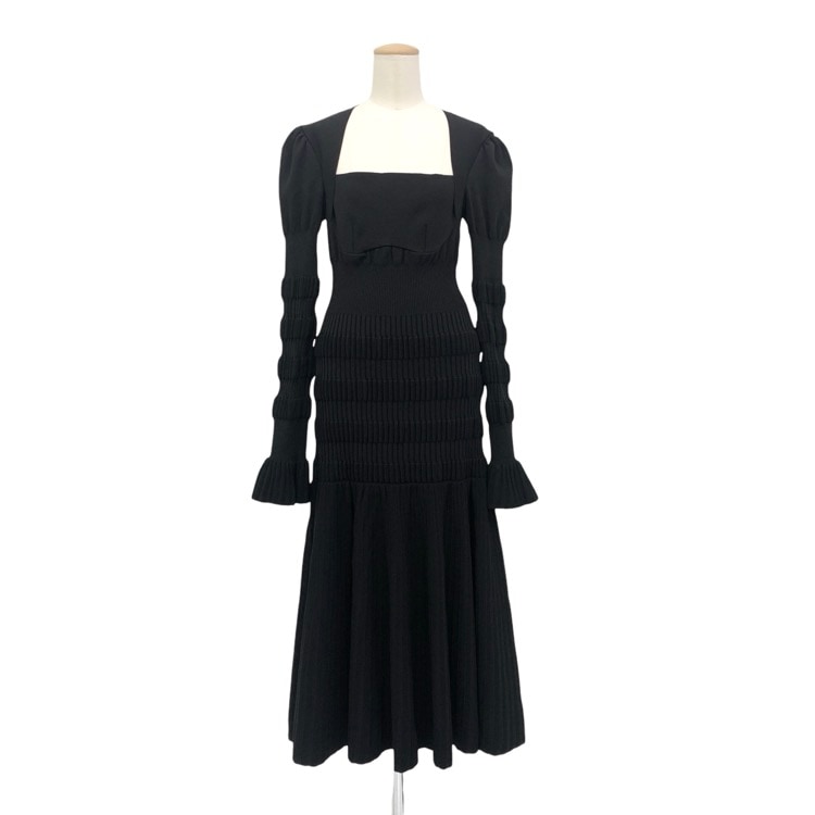 FETICO フェティコ STRIPE KNIT MIDI DRESS ストライプニットドレスワンピース ブラック 2 FTC234-0709