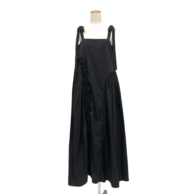 CECILIE BAHNSEN セシリーバンセン OAKLYN DRESS リボンストラップロングワンピース ブラック 8 3.24RTW10040