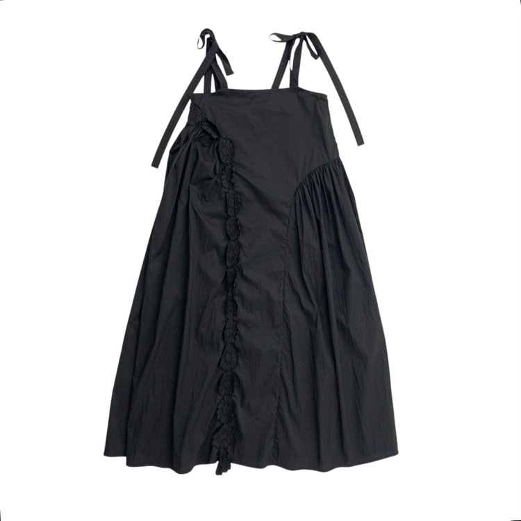 CECILIE BAHNSEN セシリーバンセン OAKLYN DRESS リボンストラップロングワンピース ブラック 8 3.24RTW10040
