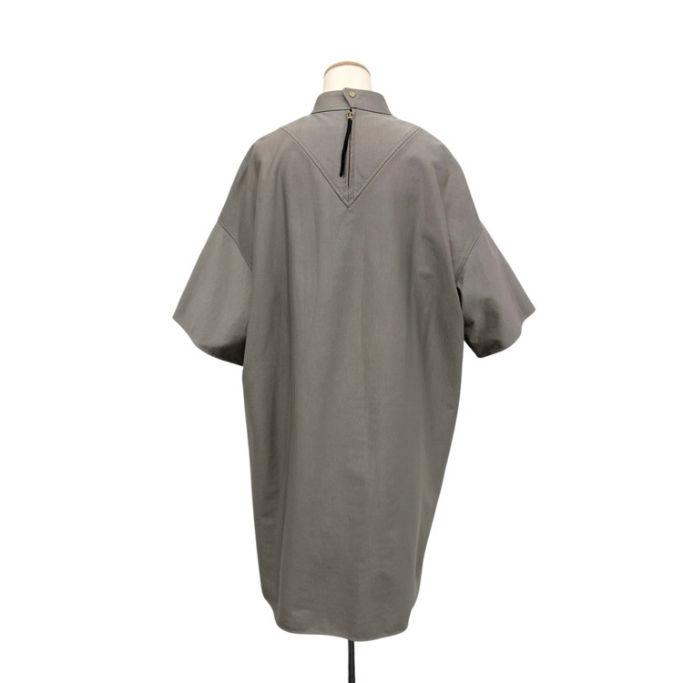 THE RERACS ザ リラクス C/NY SATIN STAND COLLAR ZIP スタンドネックブラウス グレー 36 22SS-RECS-353L