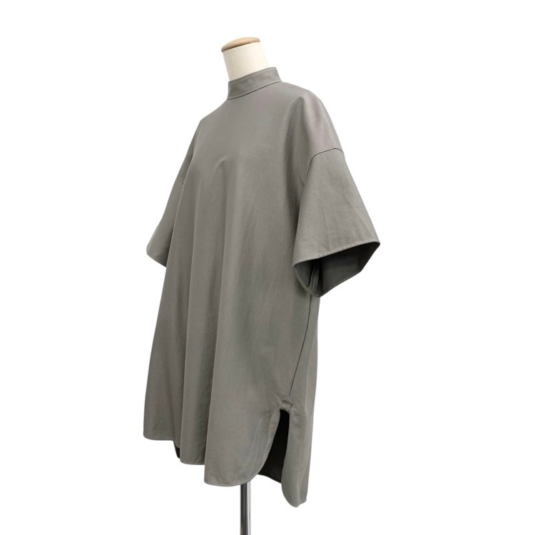 THE RERACS ザ リラクス C/NY SATIN STAND COLLAR ZIP スタンドネックブラウス グレー 36 22SS-RECS-353L