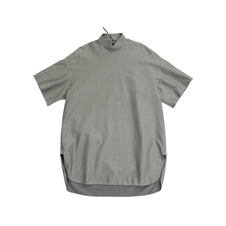 THE RERACS ザ リラクス C/NY SATIN STAND COLLAR ZIP スタンドネックブラウス グレー 36 22SS-RECS-353L