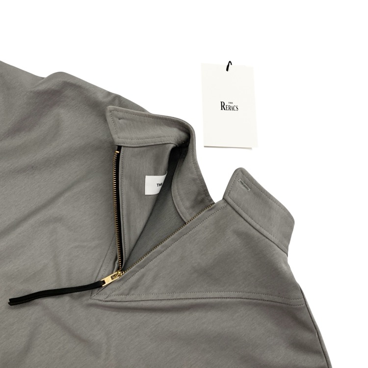 THE RERACS ザ リラクス C/NY SATIN STAND COLLAR ZIP スタンドネックブラウス グレー 36 22SS-RECS-353L