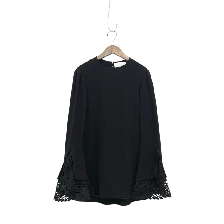 Mame Kurogouchi マメクロゴウチ Embroidered Cuffs Top レース刺繍ブラウス ブラック 2 MM22PS-SH726