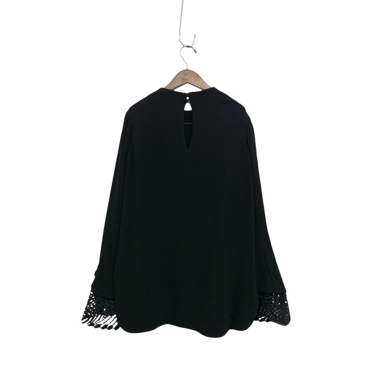 Mame Kurogouchi マメクロゴウチ Embroidered Cuffs Top レース刺繍ブラウス ブラック 2 MM22PS-SH726
