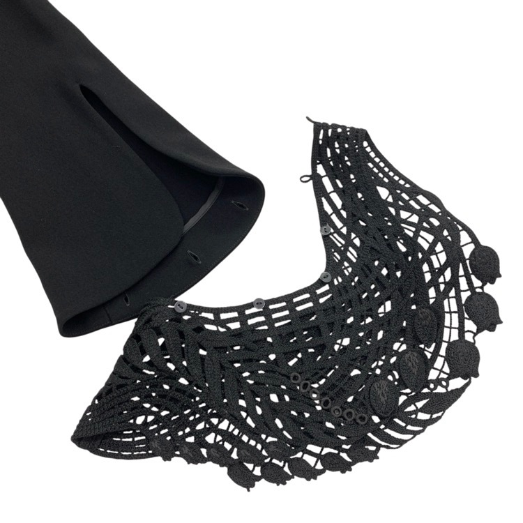 Mame Kurogouchi マメクロゴウチ Embroidered Cuffs Top レース刺繍ブラウス ブラック 2 MM22PS-SH726