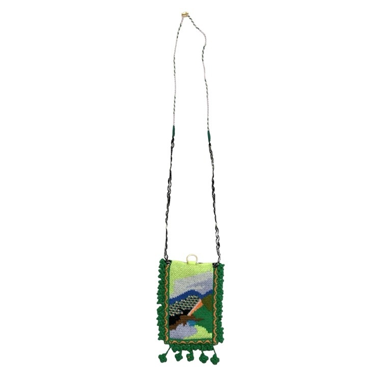 Mame Kurogouchi マメクロゴウチ Mountainscape Knitted purse マウンテンスケープ ニットショルダーバッグ グリーン 1 MM22FW-AC303