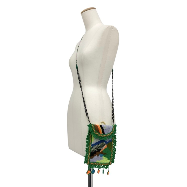 Mame Kurogouchi マメクロゴウチ Mountainscape Knitted purse マウンテンスケープ ニットショルダーバッグ グリーン 1 MM22FW-AC303