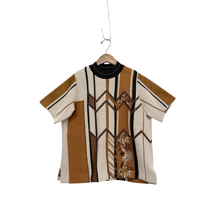 Mame Kurogouchi マメクロゴウチ Jacquard Knitted Top ジャガードニットトップス ブラウン 1 MM21PF-KN727