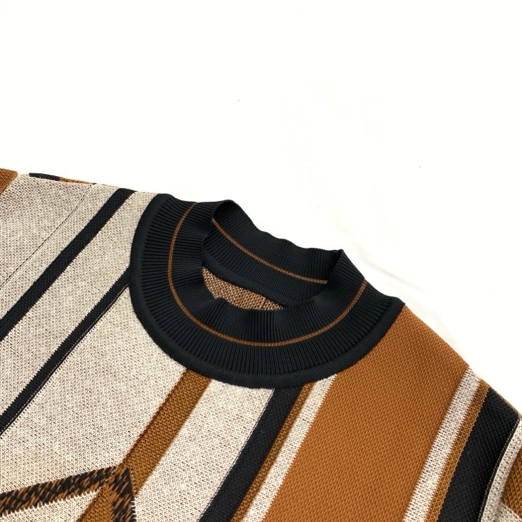 Mame Kurogouchi マメクロゴウチ Jacquard Knitted Top ジャガードニットトップス ブラウン 1 MM21PF-KN727