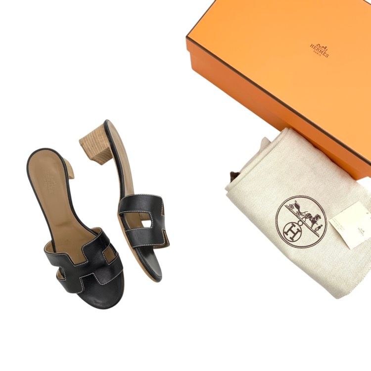 HERMES エルメス オラン Hサンダル ブラック 36.5