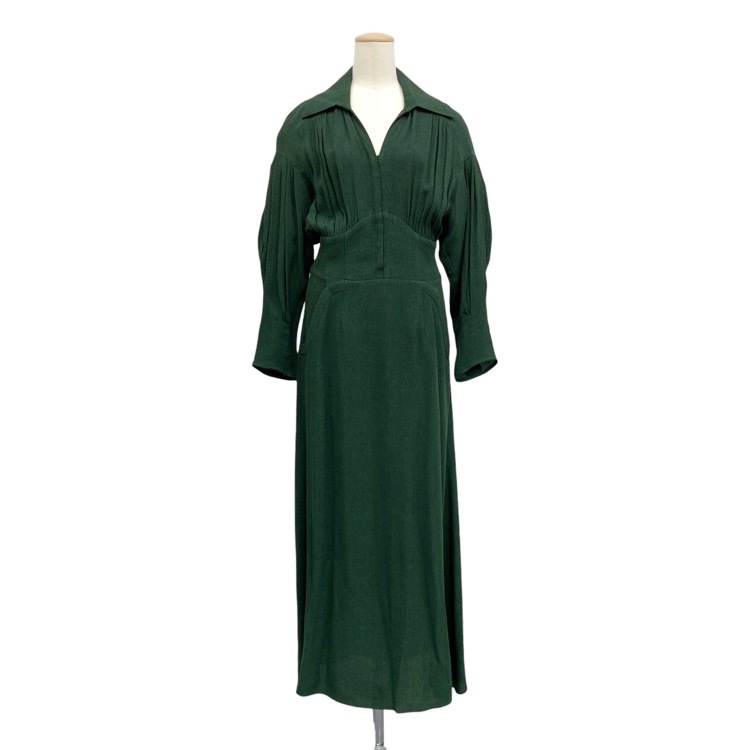 Mame Kurogouchi マメクロゴウチ Stripe Jacquard Dress ストライプジャガードワンピース グリーン 2 MM22FW-DR011