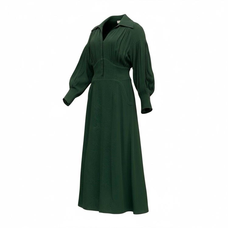 Mame Kurogouchi マメクロゴウチ Stripe Jacquard Dress ストライプジャガードワンピース グリーン 2 MM22FW-DR011