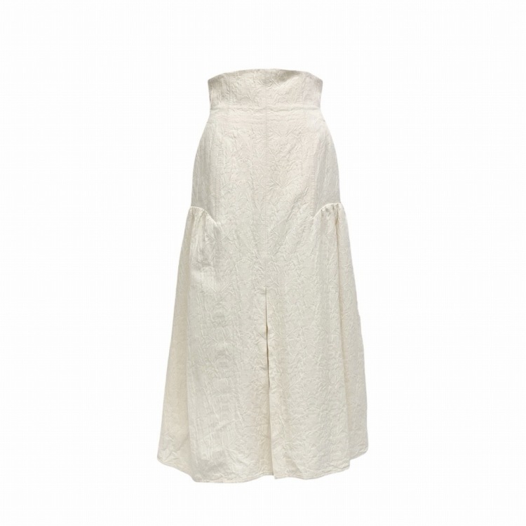 2024SS Mame Kurogouchi マメクロゴウチ Unlevel Dyeing Box Pleats Skirt ムラ染めジャガードスカート ホワイト 2 MM24SS-SK038