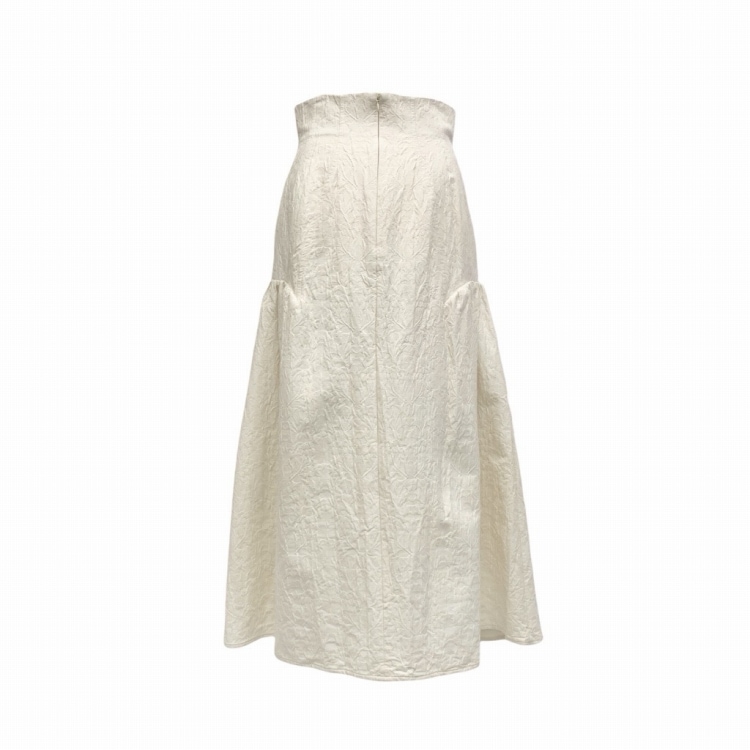 2024SS Mame Kurogouchi マメクロゴウチ Unlevel Dyeing Box Pleats Skirt ムラ染めジャガードスカート ホワイト 2 MM24SS-SK038