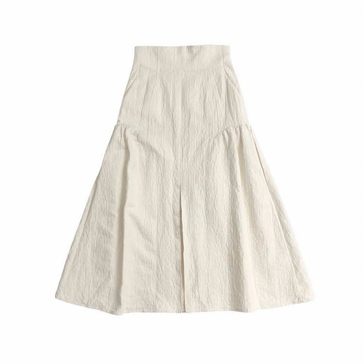 2024SS Mame Kurogouchi マメクロゴウチ Unlevel Dyeing Box Pleats Skirt ムラ染めジャガードスカート ホワイト 2 MM24SS-SK038