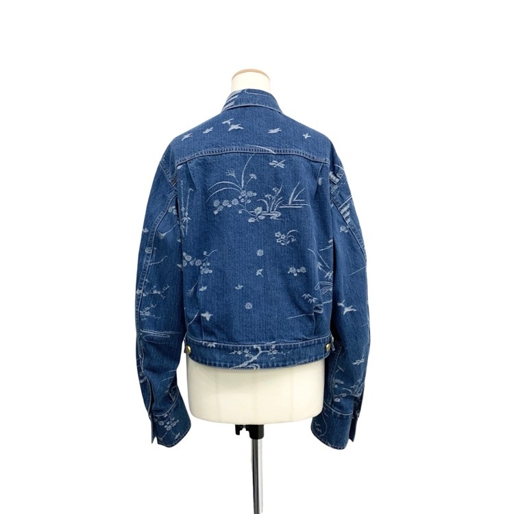 25SS Mame Kurogouchi マメクロゴウチ Nature Pattern Jacquard Short Denim Jacket デニムジャケット ブルー 3 MM25SS-JK057