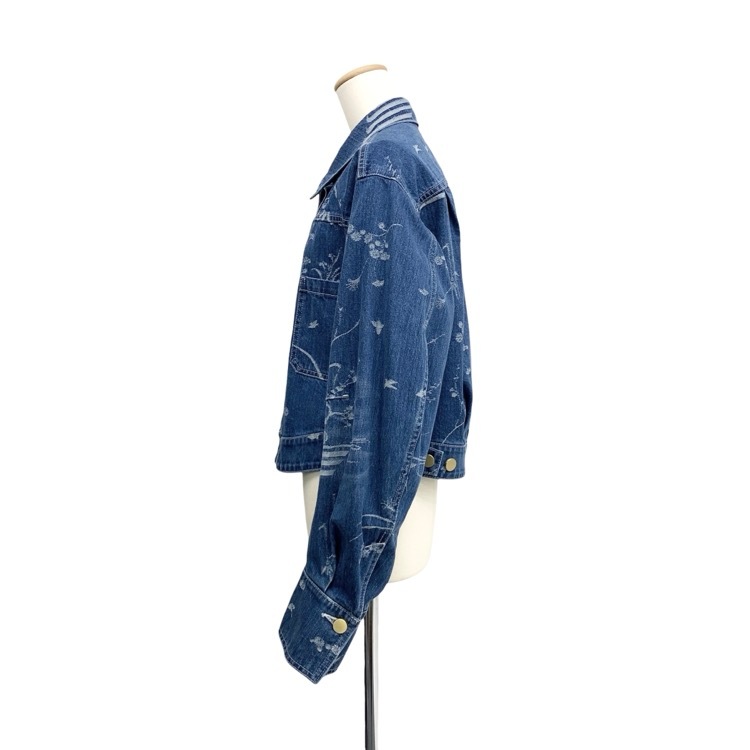 25SS Mame Kurogouchi マメクロゴウチ Nature Pattern Jacquard Short Denim Jacket デニムジャケット ブルー 3 MM25SS-JK057