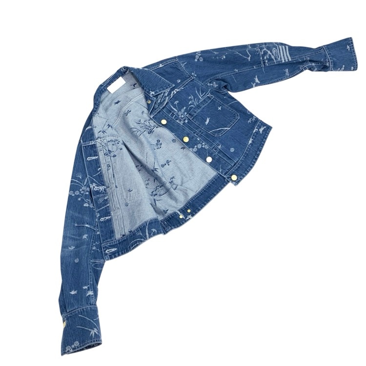 25SS Mame Kurogouchi マメクロゴウチ Nature Pattern Jacquard Short Denim Jacket デニムジャケット ブルー 3 MM25SS-JK057