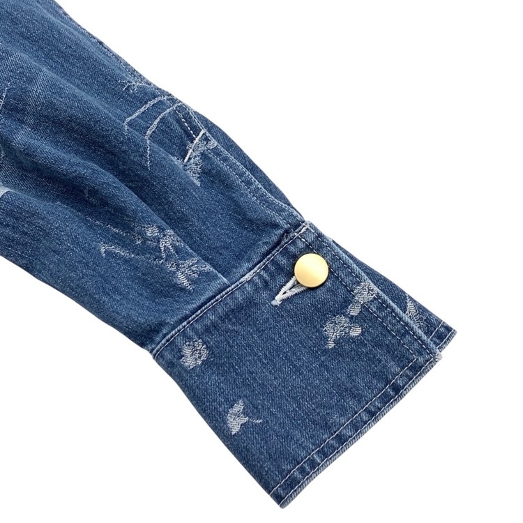 25SS Mame Kurogouchi マメクロゴウチ Nature Pattern Jacquard Short Denim Jacket デニムジャケット ブルー 3 MM25SS-JK057