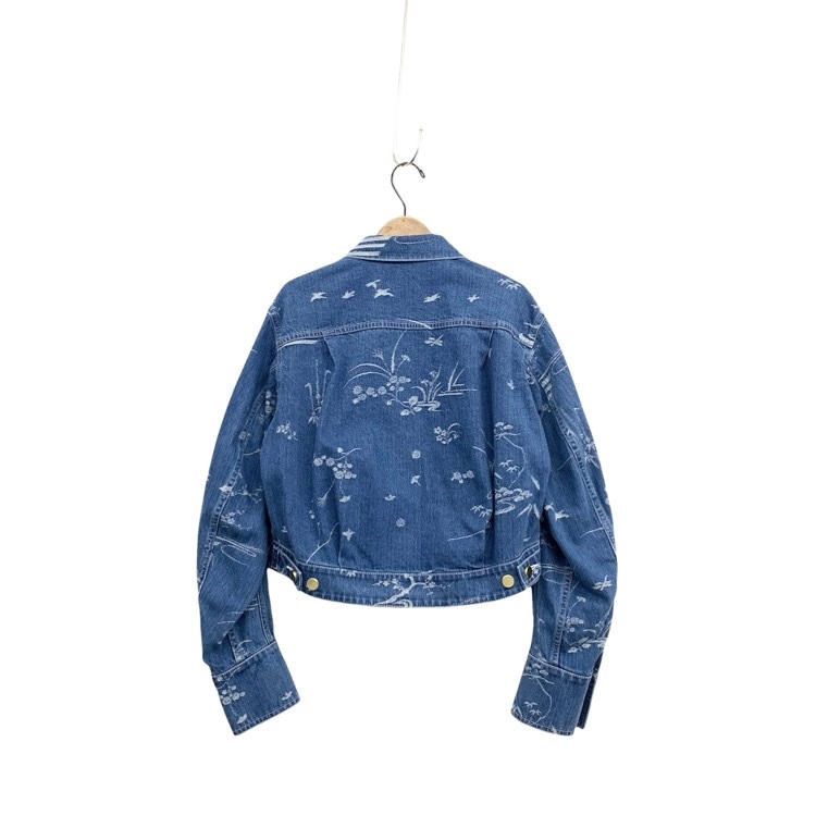 25SS Mame Kurogouchi マメクロゴウチ Nature Pattern Jacquard Short Denim Jacket デニムジャケット ブルー 3 MM25SS-JK057
