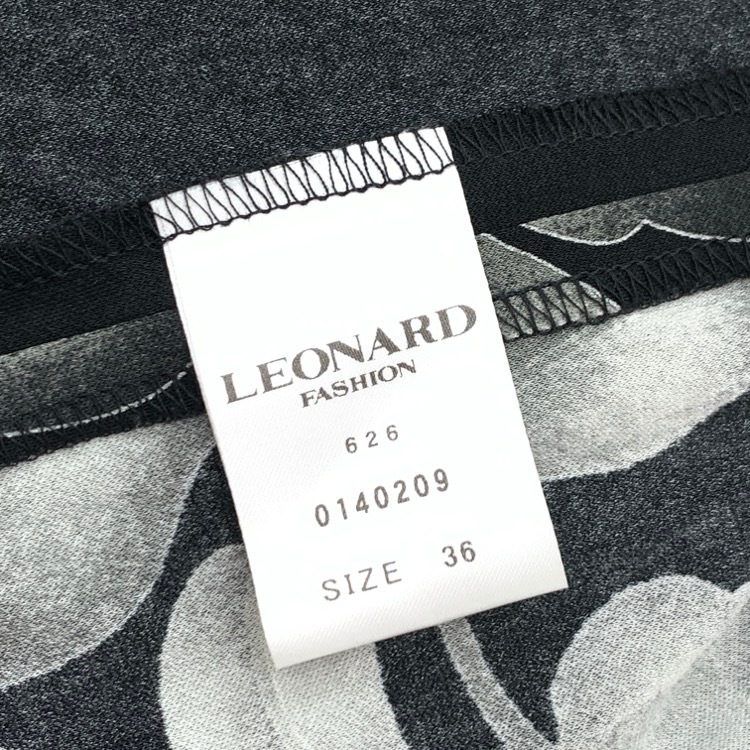 LEONARD レオナール ラップドレス カンカン素材 ワンピース ブラック グレー 36 0140209