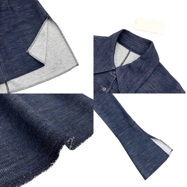 未使用品 Mame Kurogouchi マメクロゴウチ Wool blend Reversible-Jersey Shirt ウールブレンドジャージーシャツ ネイビー 2 MM24FW-JS074