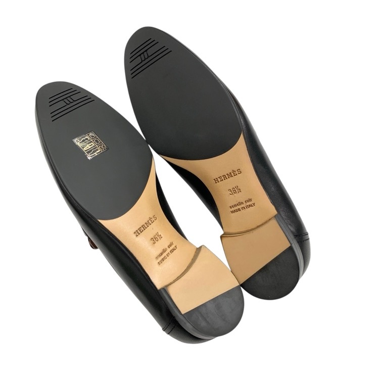 HERMES エルメス モカシン 《パリ》 Hモチーフ ブラック パラディウム 36.5 H201199Z