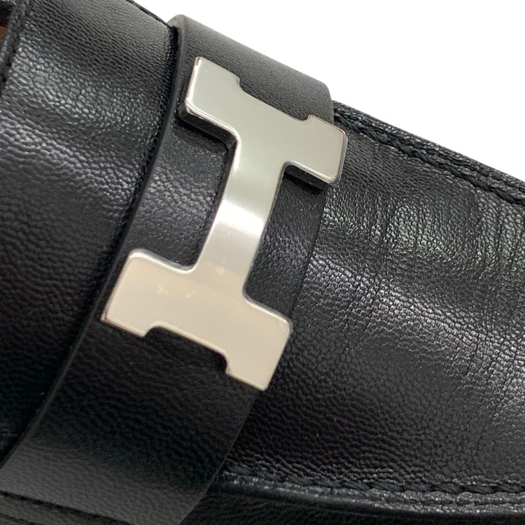 HERMES エルメス モカシン 《パリ》 Hモチーフ ブラック パラディウム 36.5 H201199Z