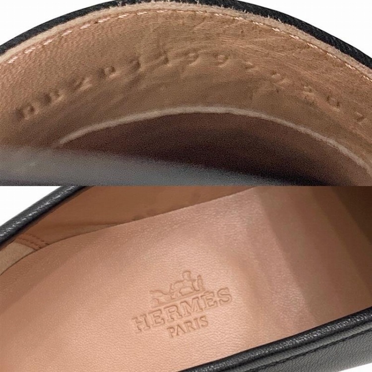 HERMES エルメス モカシン 《パリ》 Hモチーフ ブラック パラディウム 36.5 H201199Z
