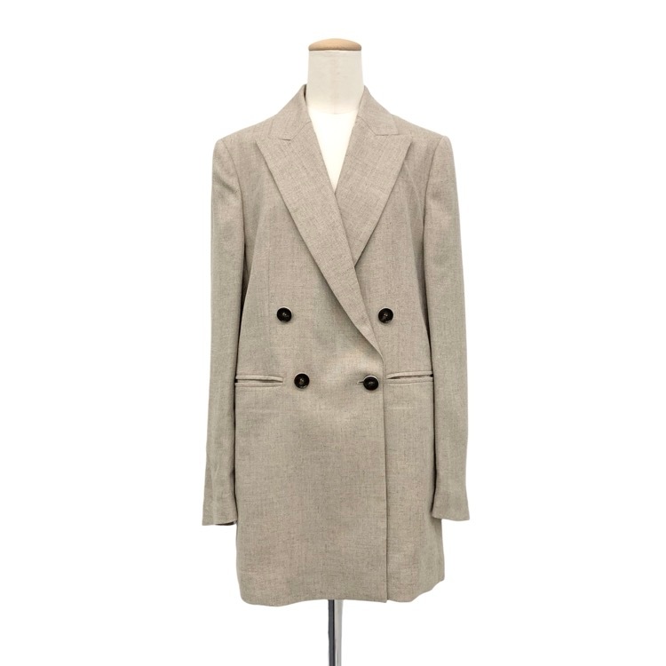 未使用品 Mame Kurogouchi マメクロゴウチ Triacetate Double Breasted Jacket トリアセテートダブルジャケット ベージュ 2 MM22PS-JK716