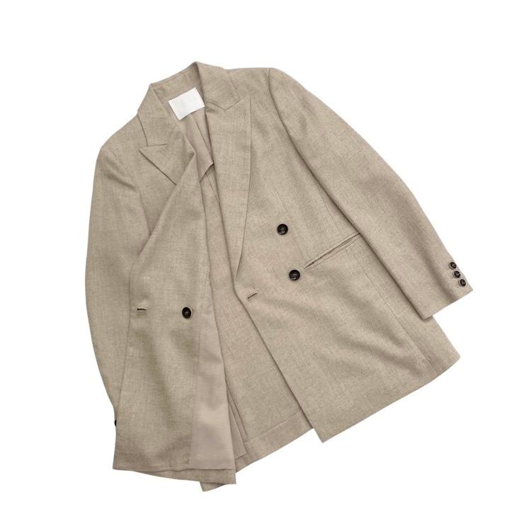 未使用品 Mame Kurogouchi マメクロゴウチ Triacetate Double Breasted Jacket トリアセテートダブルジャケット ベージュ 2 MM22PS-JK716