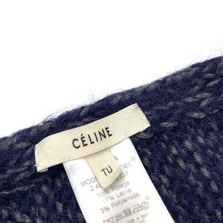 CELINE セリーヌ アルパカウールマフラー フィービー期 ネイビー TU 2 4D38/6337