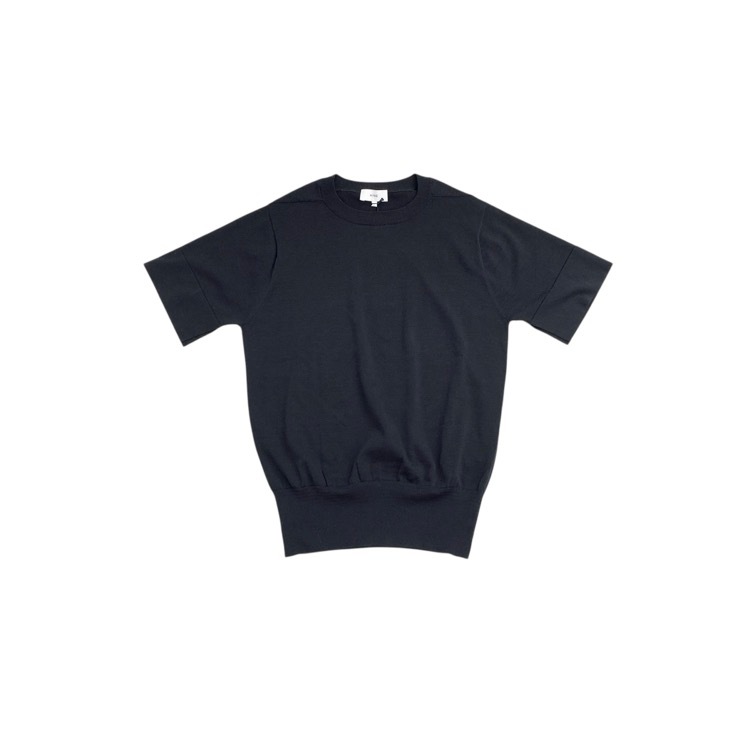 未使用品 HYKE ハイク CREW NECK HALF-SLV SWEATER ハイゲージニットトップス ネイビー 1 181-11129