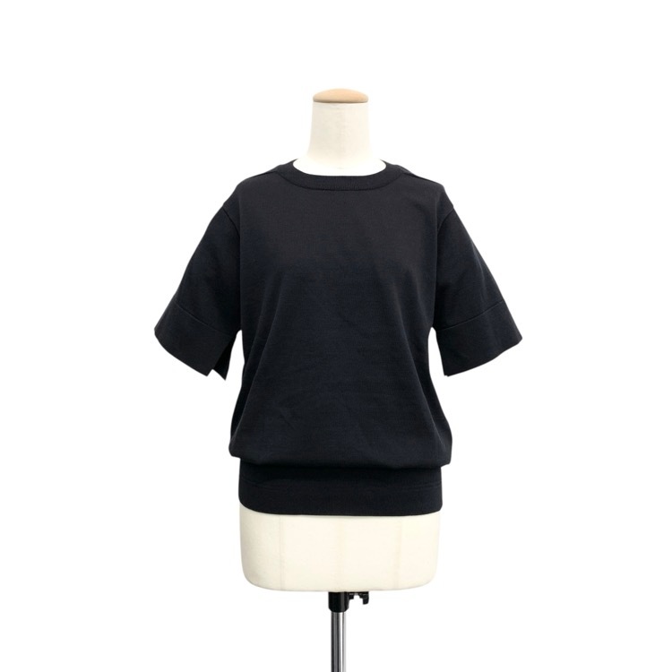 未使用品 HYKE ハイク CREW NECK HALF-SLV SWEATER ハイゲージニットトップス ネイビー 1 181-11129