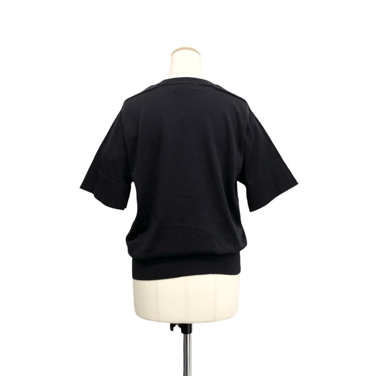 未使用品 HYKE ハイク CREW NECK HALF-SLV SWEATER ハイゲージニットトップス ネイビー 1 181-11129