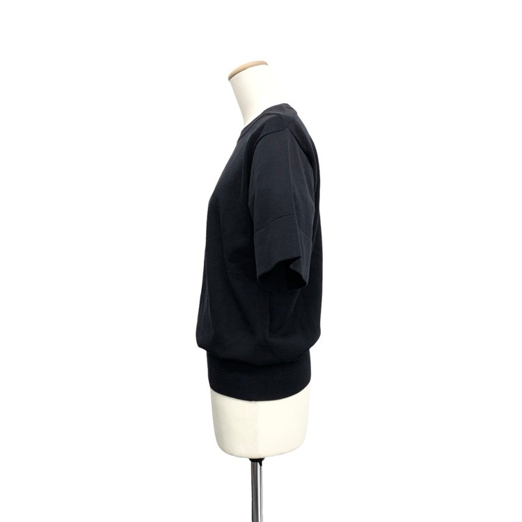 未使用品 HYKE ハイク CREW NECK HALF-SLV SWEATER ハイゲージニットトップス ネイビー 1 181-11129