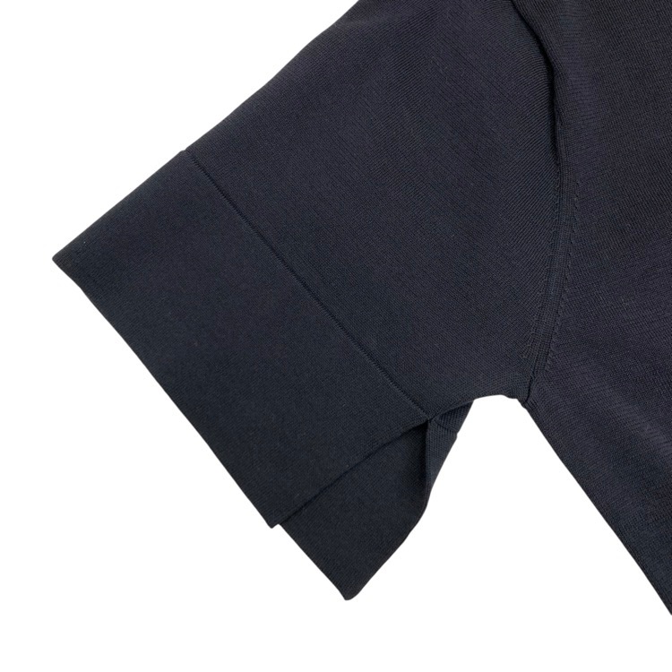 未使用品 HYKE ハイク CREW NECK HALF-SLV SWEATER ハイゲージニットトップス ネイビー 1 181-11129