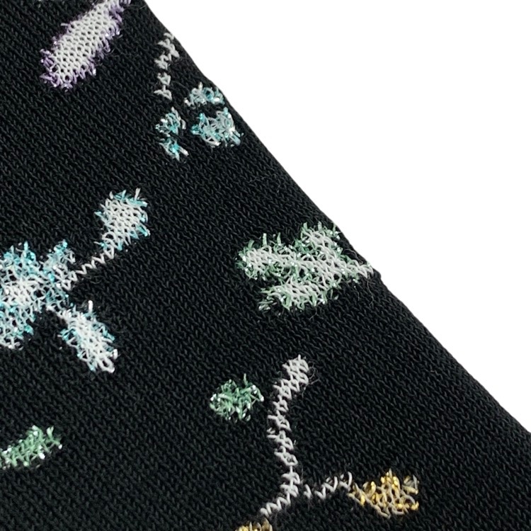 未使用品 2026SS Mame Kurogouchi マメクロゴウチ Floral Motif Glitter Short Sleeve Knit Top フローラル刺繍グリッターニットトップス ブラック 2 MM26SS-KN008