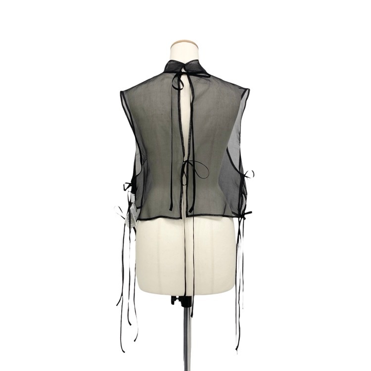 Mame Kurogouchi マメクロゴウチ Floral Jacquard Sheer Vest フローラルジャガードシアーベスト ブラック 2 MM21SS-AC023