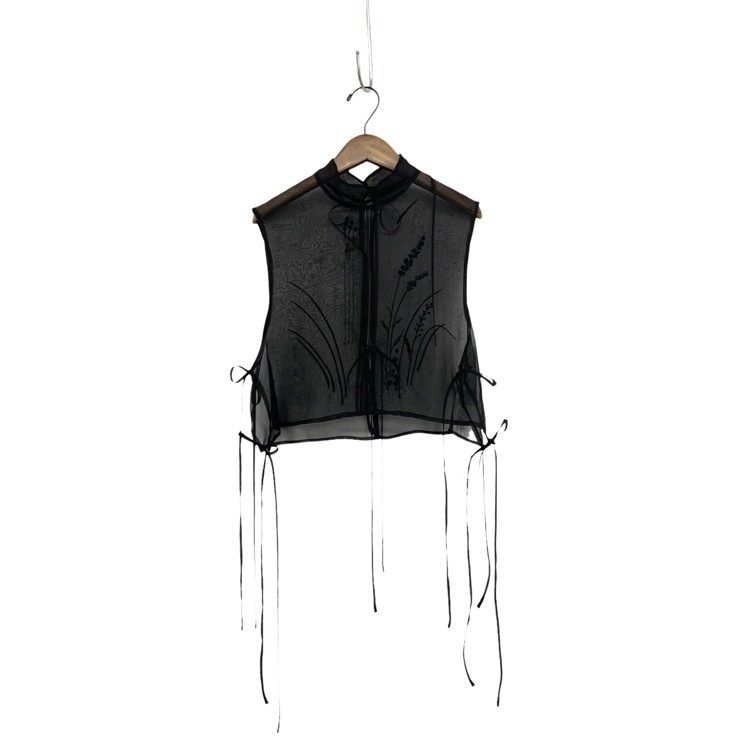 Mame Kurogouchi マメクロゴウチ Floral Jacquard Sheer Vest フローラルジャガードシアーベスト ブラック 2 MM21SS-AC023