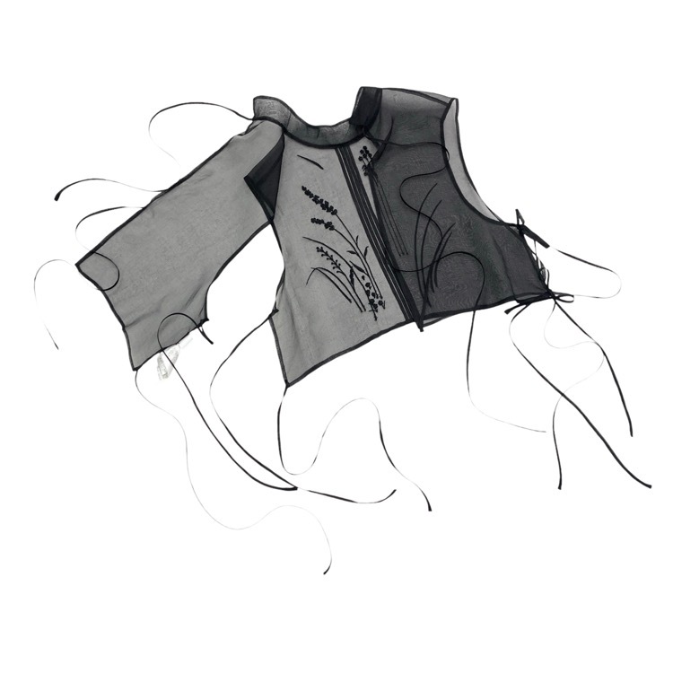 Mame Kurogouchi マメクロゴウチ Floral Jacquard Sheer Vest フローラルジャガードシアーベスト ブラック 2 MM21SS-AC023