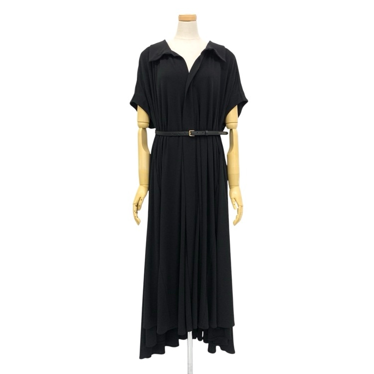 HARUNOBUMURATA ハルノブムラタ JUSTINE HIGH TWISTED JERSEY BELTED DRESS ジャージーベルテッドドレス ブラック 36 HM24S457-TAK02