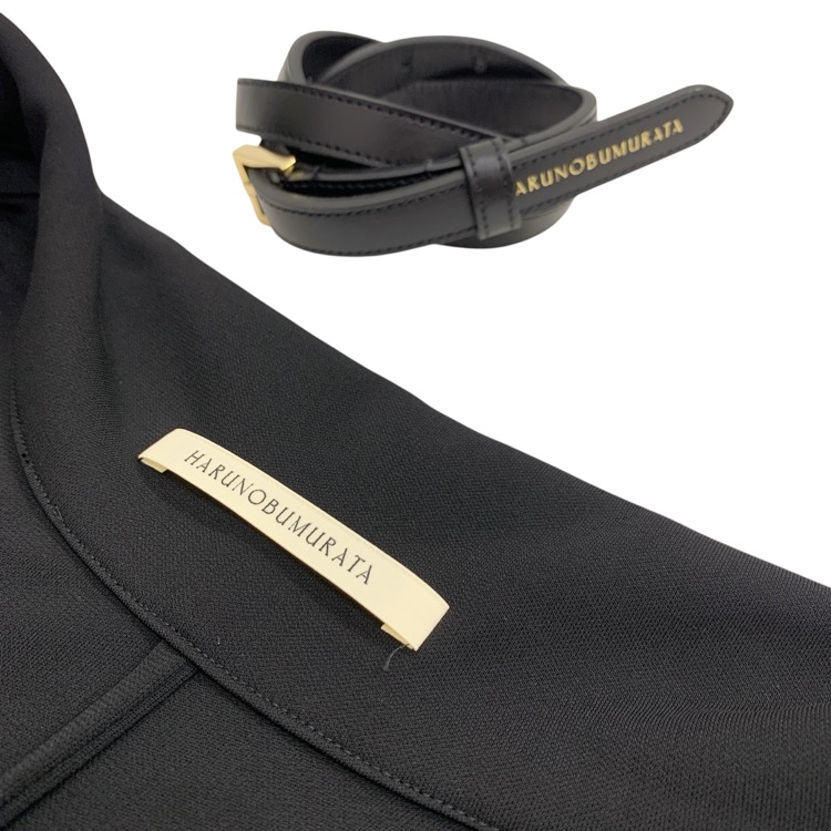 HARUNOBUMURATA ハルノブムラタ JUSTINE HIGH TWISTED JERSEY BELTED DRESS ジャージーベルテッドドレス ブラック 36 HM24S457-TAK02