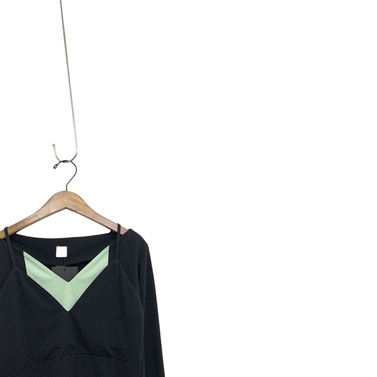未使用品 2024AW th/TARO HORIUCHI ティーエイチ ミックスカットトップ カットソー グリーン×ブラック 1 2402-WT14-W204