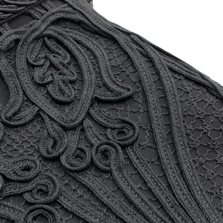 Mame Kurogouchi マメクロゴウチ Cording Embroidery Pouch With Leather Strap コード刺繍ポーチショルダー バッグ ブラック MM-AC402