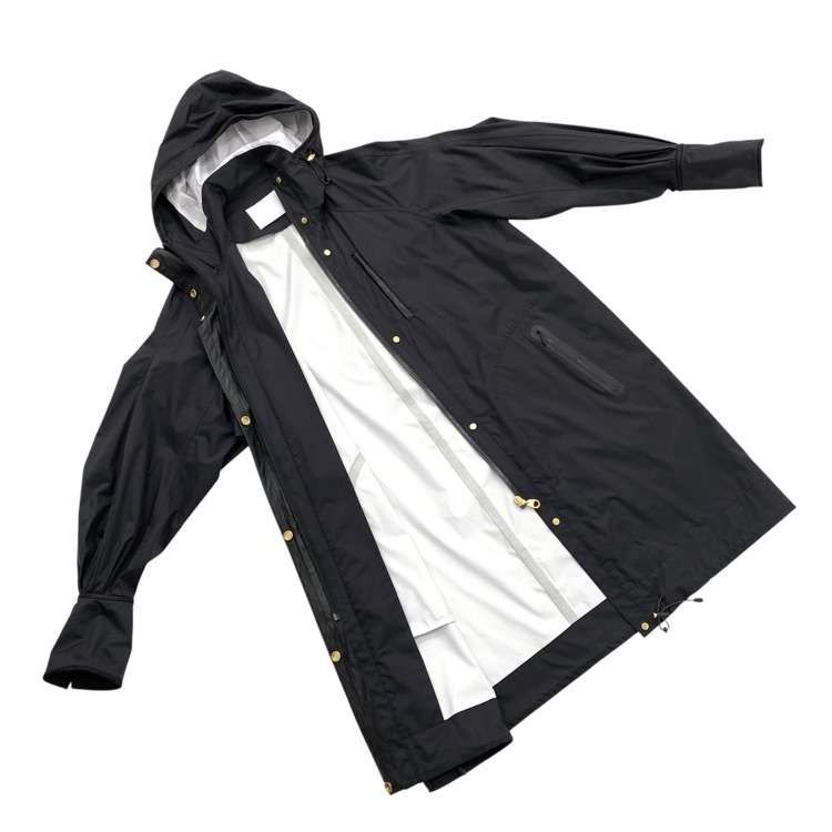 Mame Kurogouchi マメクロゴウチ Water Repellent Nylon Hooded Coat 撥水ナイロンフードコート ブラック 1 MM21PF-CO701