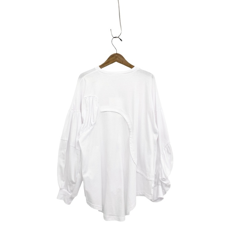 未使用品 ENFOLD エンフォルド GATHER MOTIF LONG-SLEEVES T-SHIRT ギャザーモチーフロンT ホワイト 38 300IS280-2711
